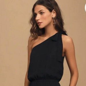 Lulus One Shoulder Black Jumpsuit
